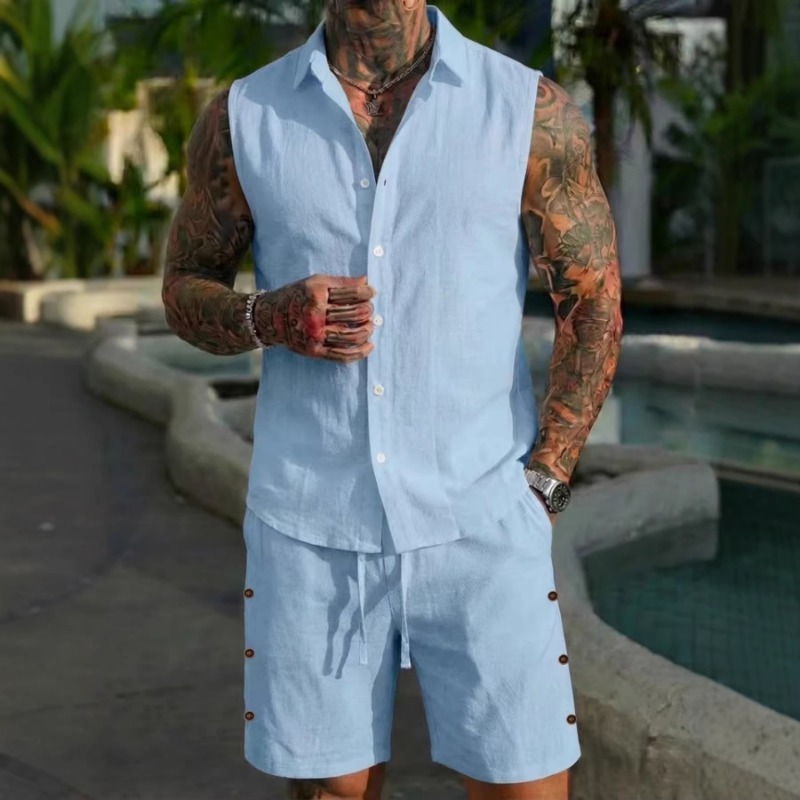 Men's 2 Piece Linen Textured S - Linen Shorts Men review and price
