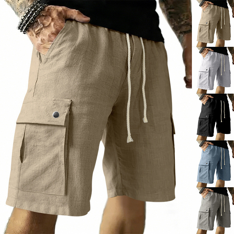 European and American Multi-Po - Linen Shorts Men review and price