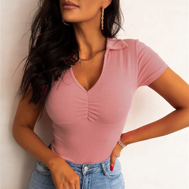 Women Turndown Collar Short-Sl - Summer Clothing Deals review and price