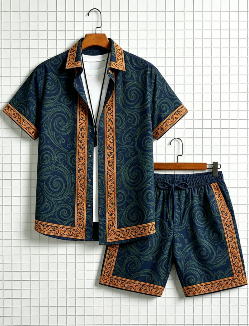 Men's ethnic border printed sh - Summer Clothing Essentials review and price